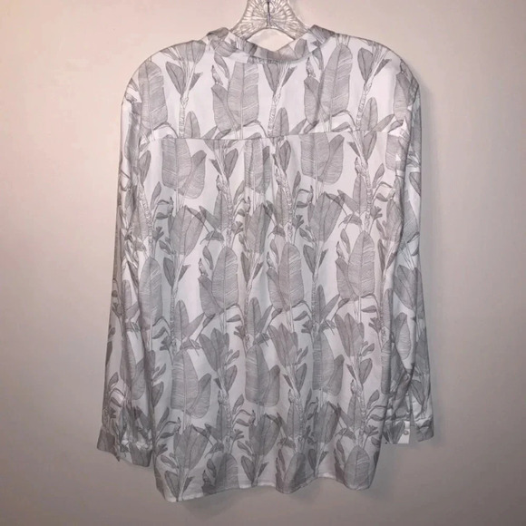 Harris Wilson Cesarine Birds Botanical Print White Grey Viscose Button Up Shirt - Picture 3 of 12